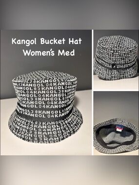 Kangol Black & White All-Over Logo Bucket Hat